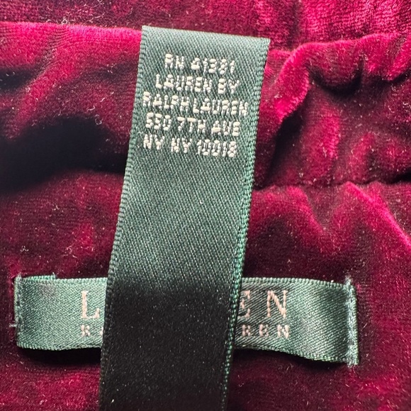 Lauren Ralph Lauren Burgundy Silk Velvet Blouse Sz 10 Button Front Holiday Party - Picture 6 of 11